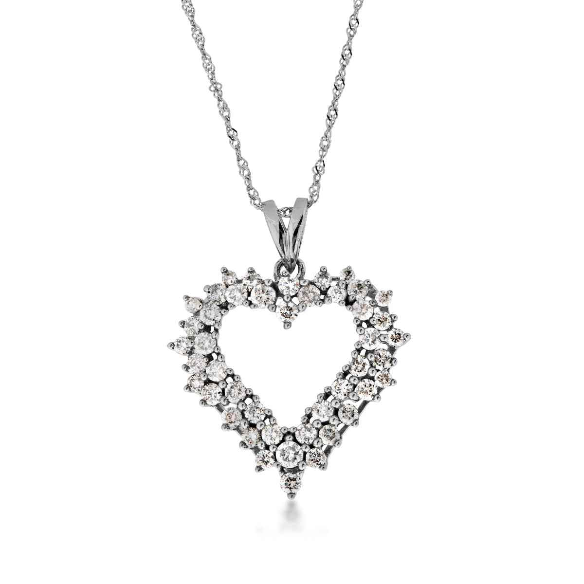Diamond Heart Necklace in 10 Kt. White Gold