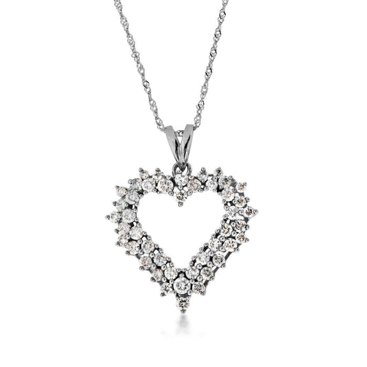 Diamond Heart Necklace in 10 Kt. White Gold