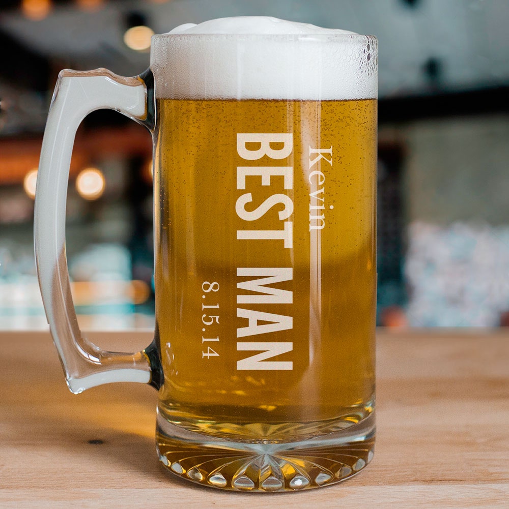 Personalized Groomsmen Glass Beer Mug