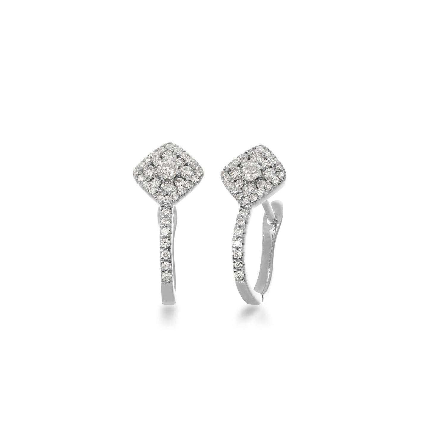 1/2 ct. tw. Diamond Cluster Halo Hinged-Back Earrings in 10K White Gold