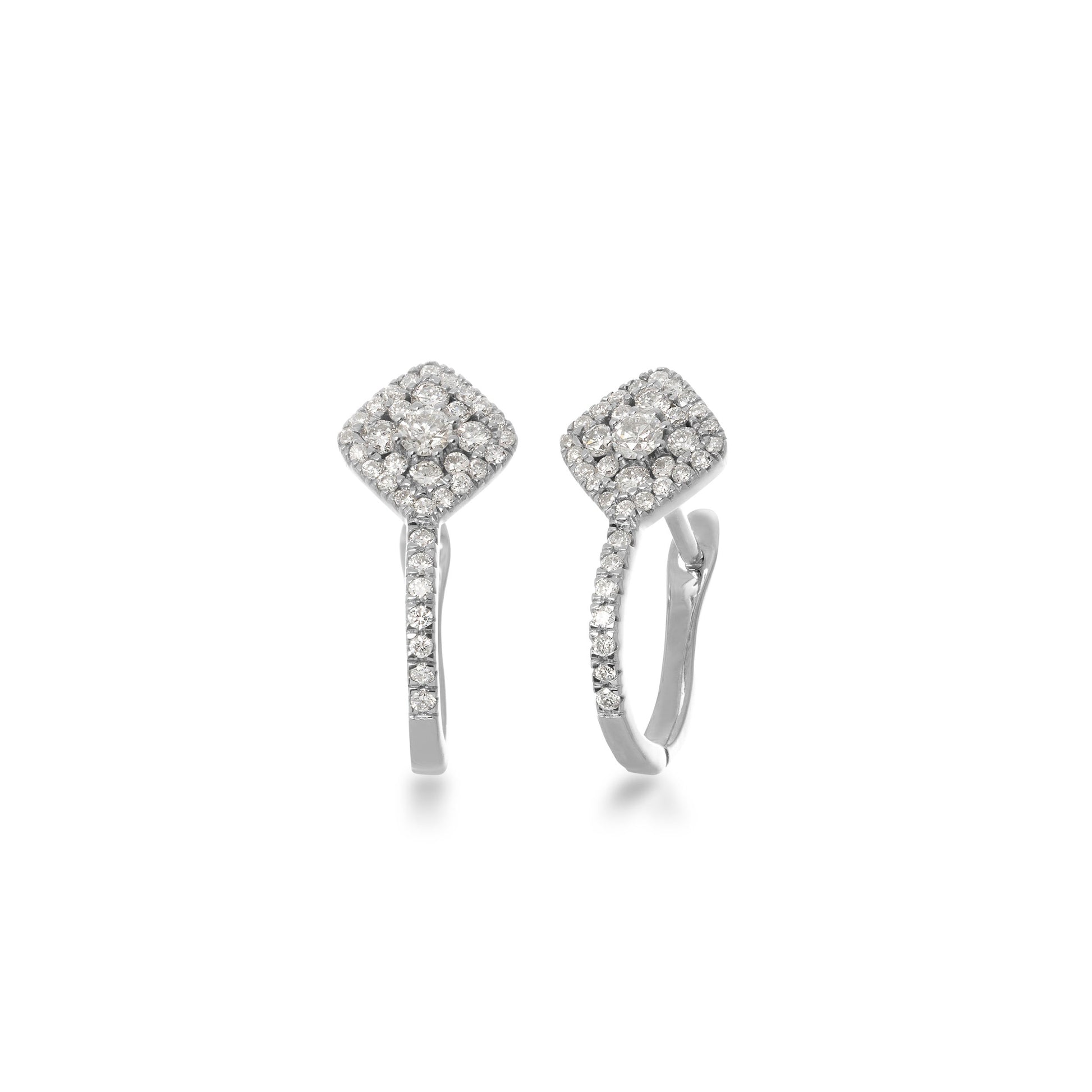 1/2 ct. tw. Diamond Cluster Halo Hinged-Back Earrings in 10K White Gold