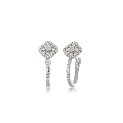 1/2 ct. tw. Diamond Cluster Halo Hinged-Back Earrings in 10K White Gold