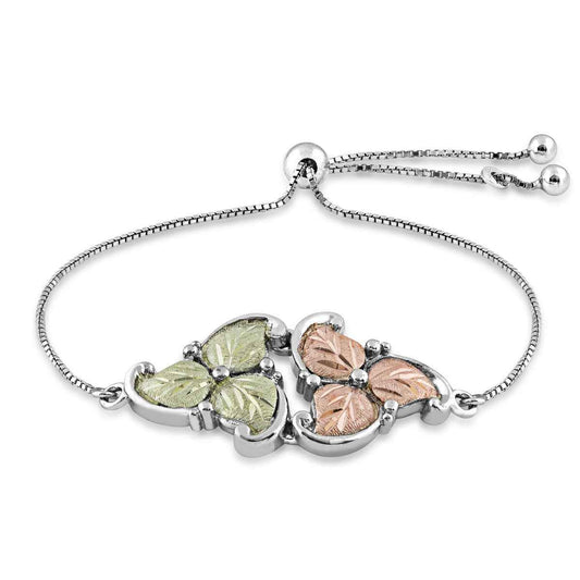 Black Hills Gold Leaf Trefoil Bolo Bracelet in Sterling Silver