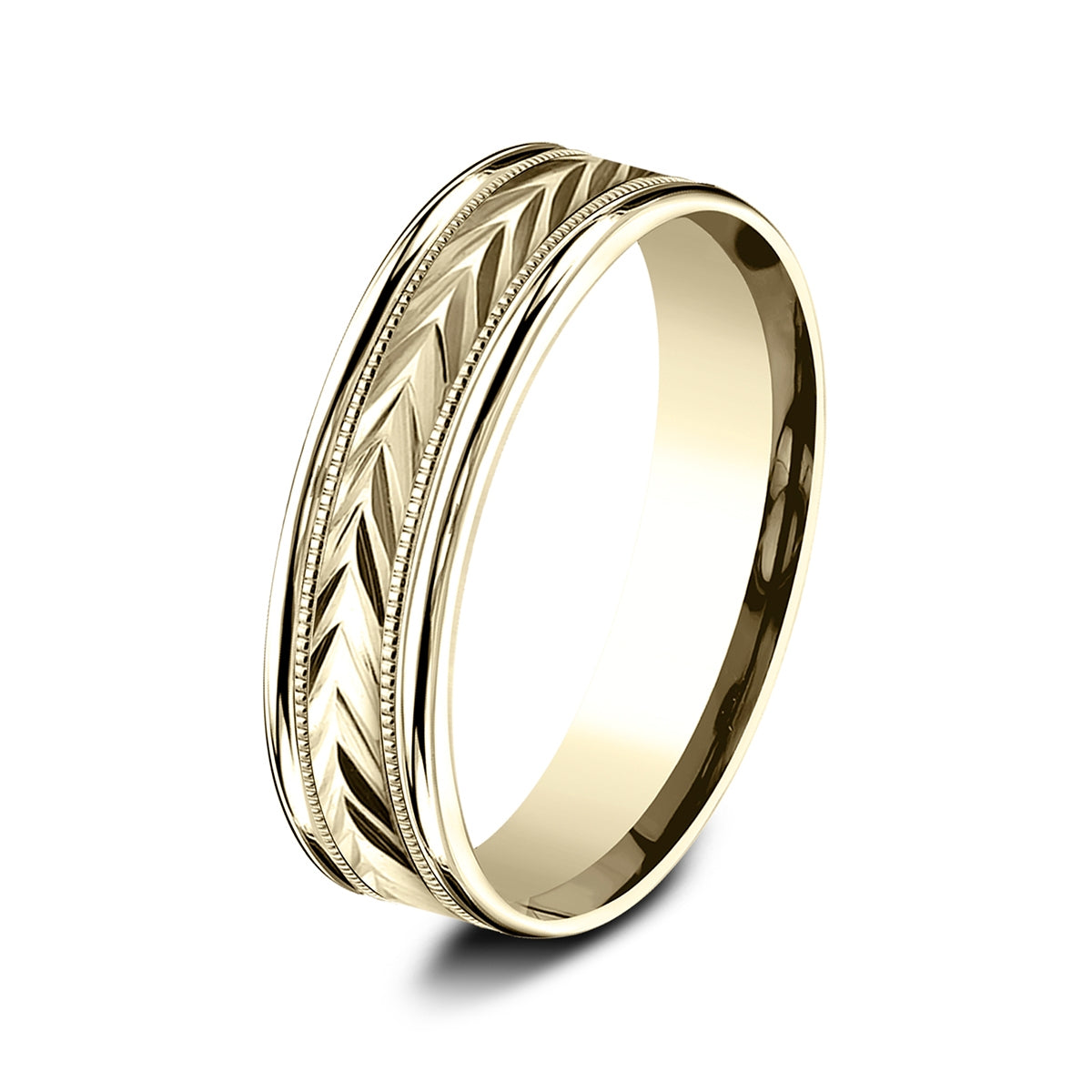 Benchmark Men's 6mm Carved Wedding Ring in 10K Yellow Gold front view