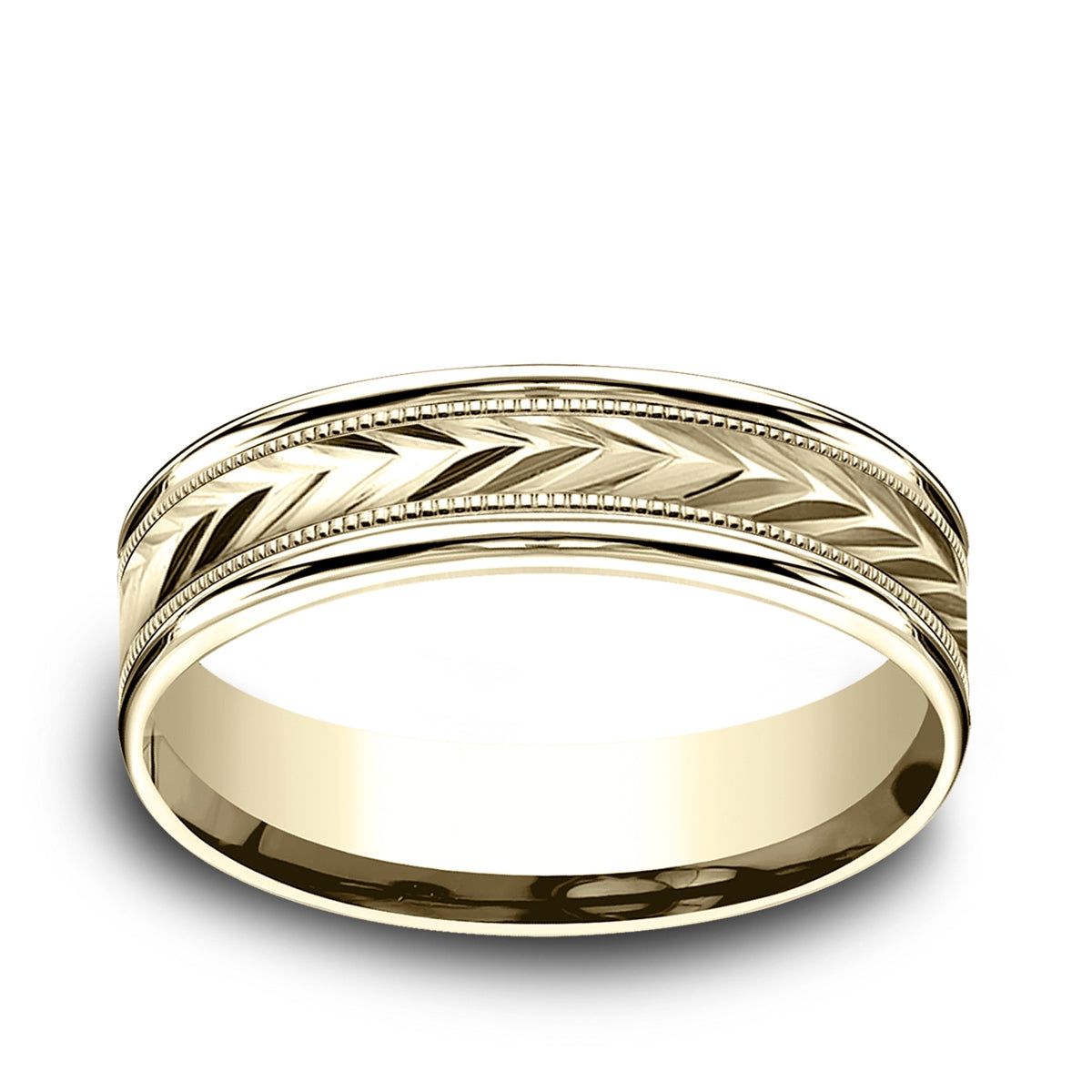 Benchmark Men's 6mm Carved Wedding Ring in 10K Yellow Gold