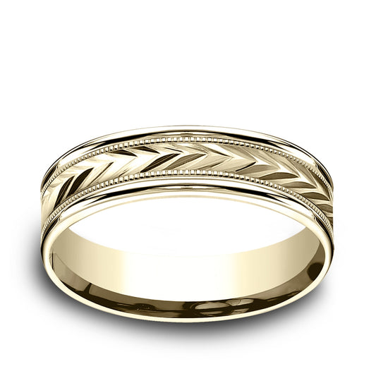 Benchmark Men's 6mm Carved Wedding Ring in 10K Yellow Gold