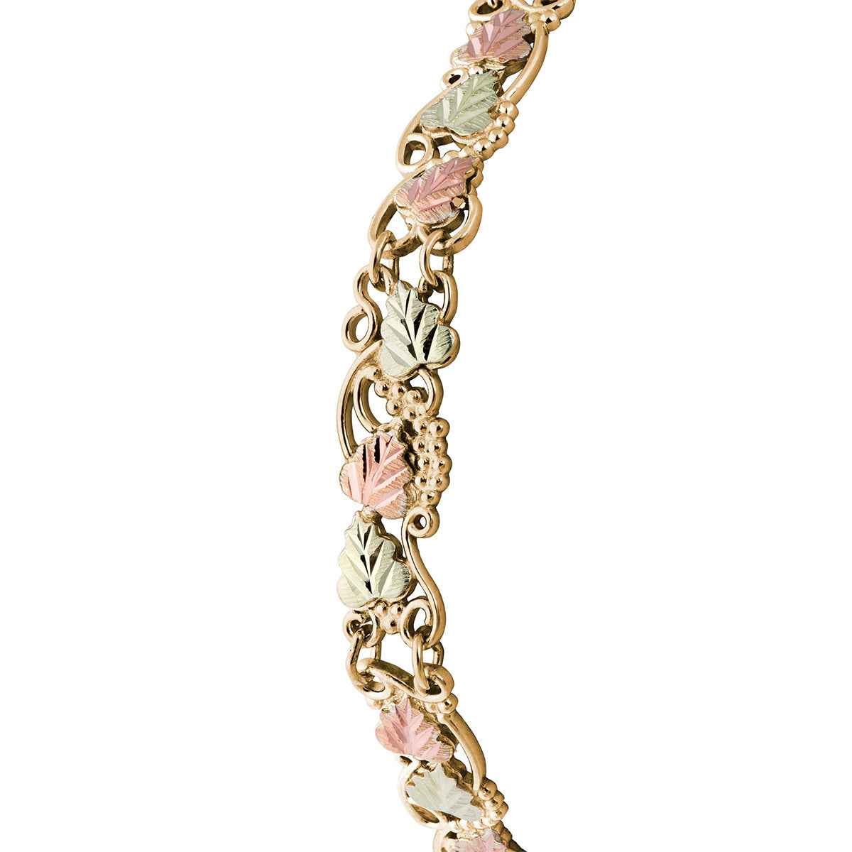 Black Hills Gold 8-inch Grapevine & Leaf Bracelet in 10K Yellow Gold front view