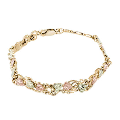 Black Hills Gold 8-inch Grapevine & Leaf Bracelet in 10K Yellow Gold
