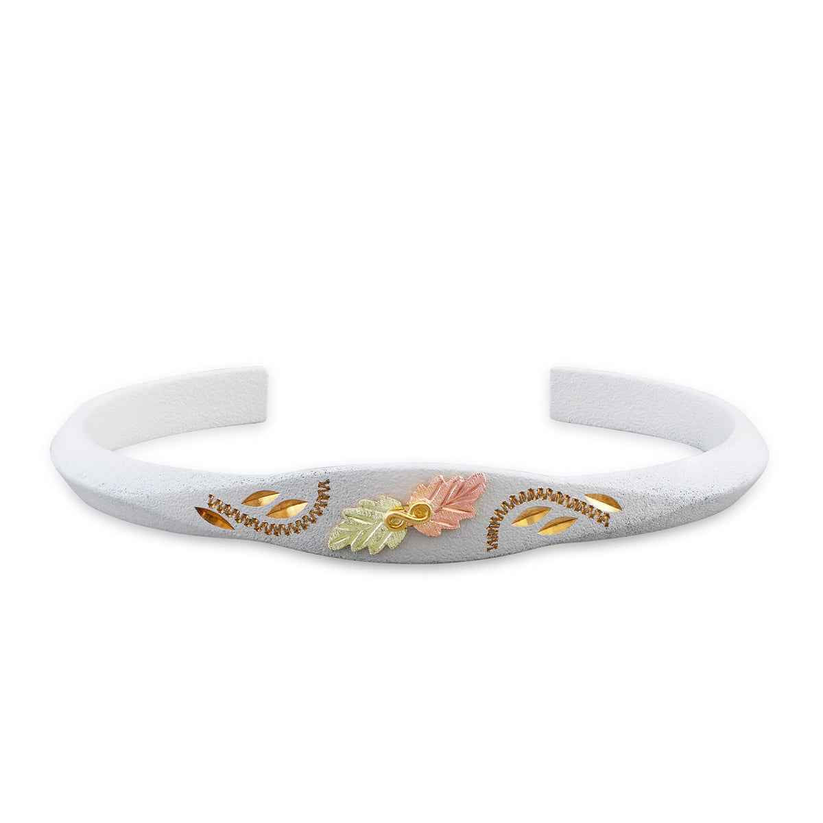 Black Hills Gold 7-inch Knife Edge White Powder Coated Cuff Bracelet