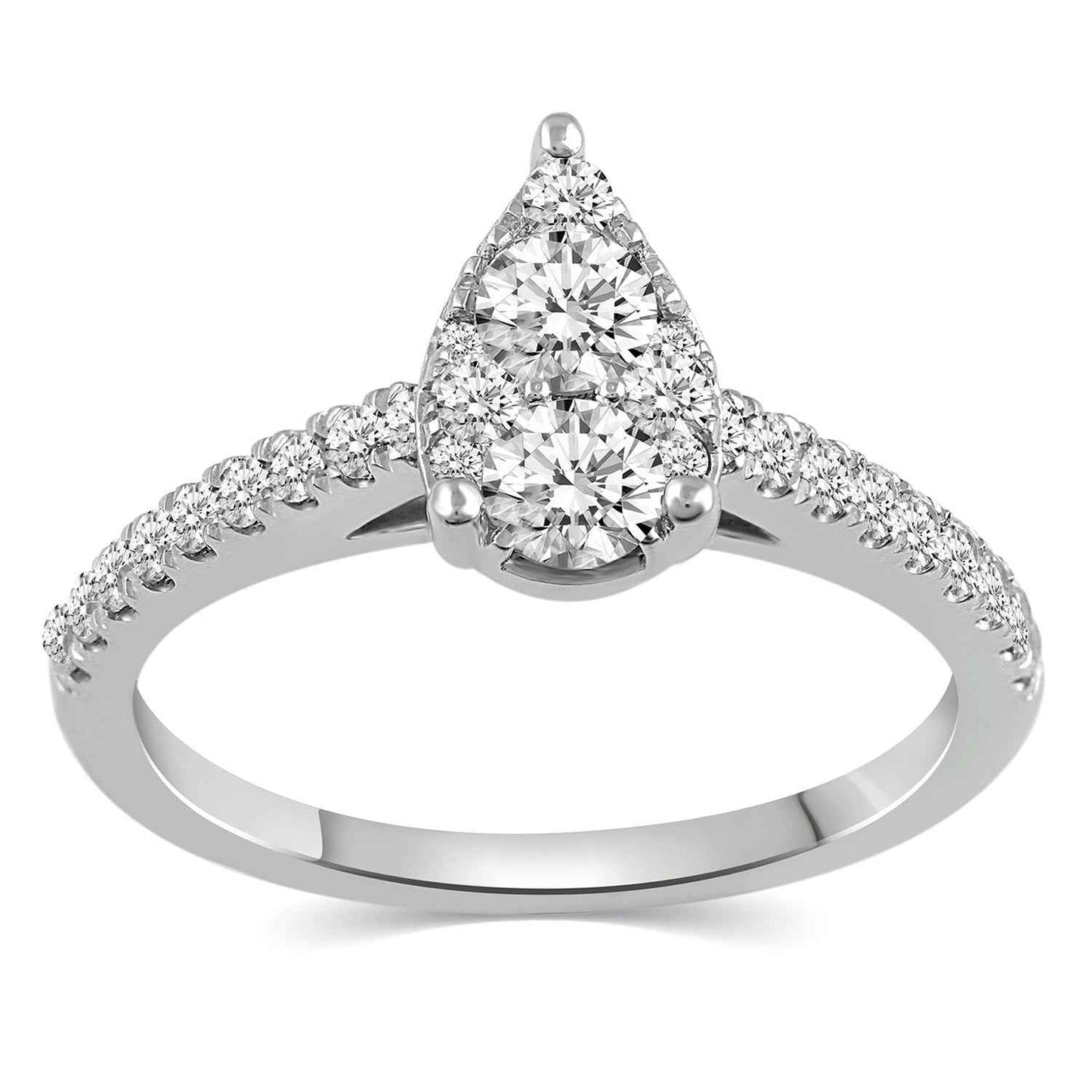 Fairytale Diamonds 3/4 ct. tw. Pear-Shaped Composite Engagement Ring in 10K White Gold