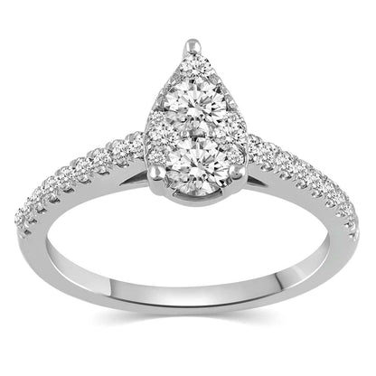 Fairytale Diamonds 3/4 ct. tw. Pear-Shaped Composite Engagement Ring in 10K White Gold