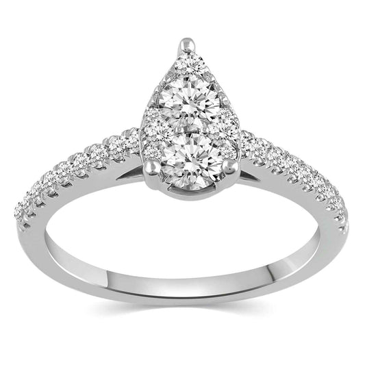 Fairytale Diamonds 3/4 ct. tw. Pear-Shaped Composite Engagement Ring in 10K White Gold