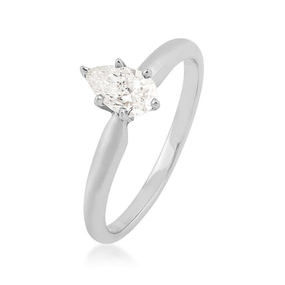 Natural 1/2 ct. tw. Pear Diamond Solitaire Engagement Ring in 14K White Gold front view