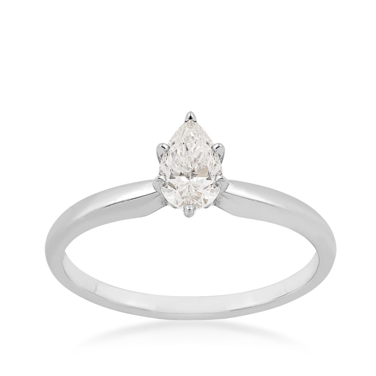 Natural 1/2 ct. tw. Pear Diamond Solitaire Engagement Ring in 14K White Gold