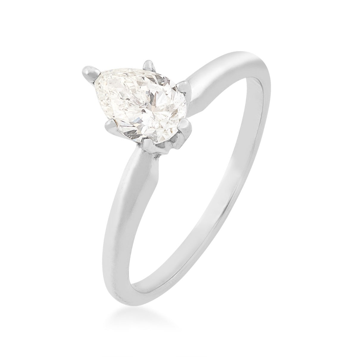 Natural 3/4 ct. tw. Pear Diamond Solitaire Engagement Ring in 14K White Gold front view