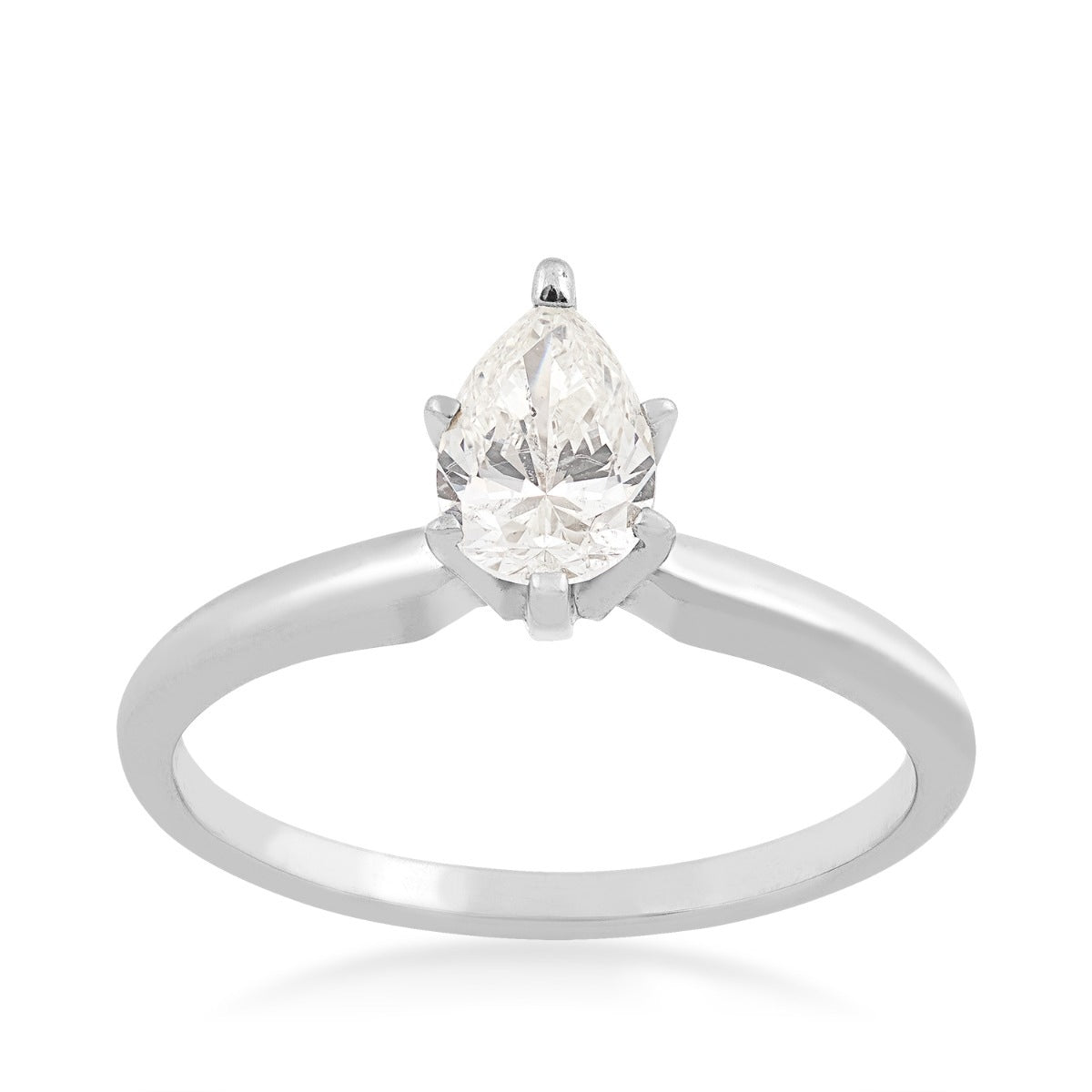 Natural 3/4 ct. tw. Pear Diamond Solitaire Engagement Ring in 14K White Gold