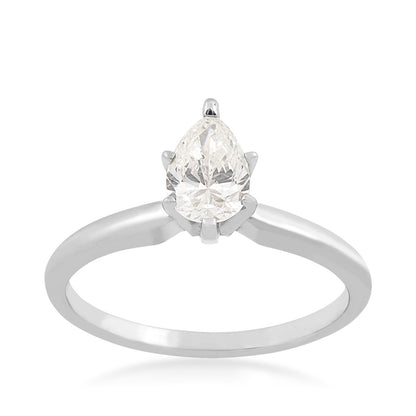 Natural 3/4 ct. tw. Pear Diamond Solitaire Engagement Ring in 14K White Gold
