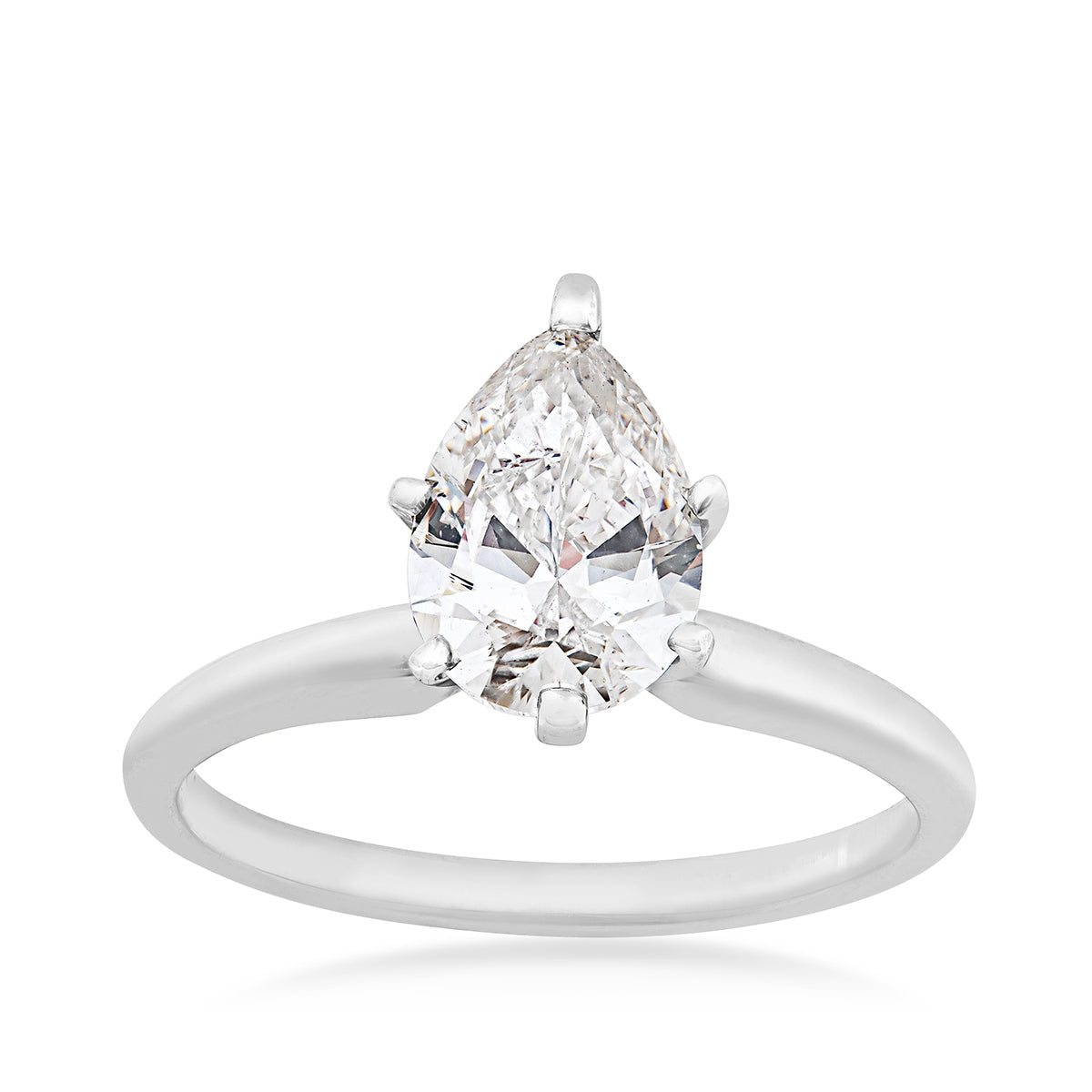 Natural 1-1/2 ct. tw. Pear Diamond Solitaire Engagement Ring in 14K White Gold