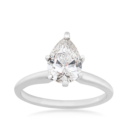 Natural 1-1/2 ct. tw. Pear Diamond Solitaire Engagement Ring in 14K White Gold