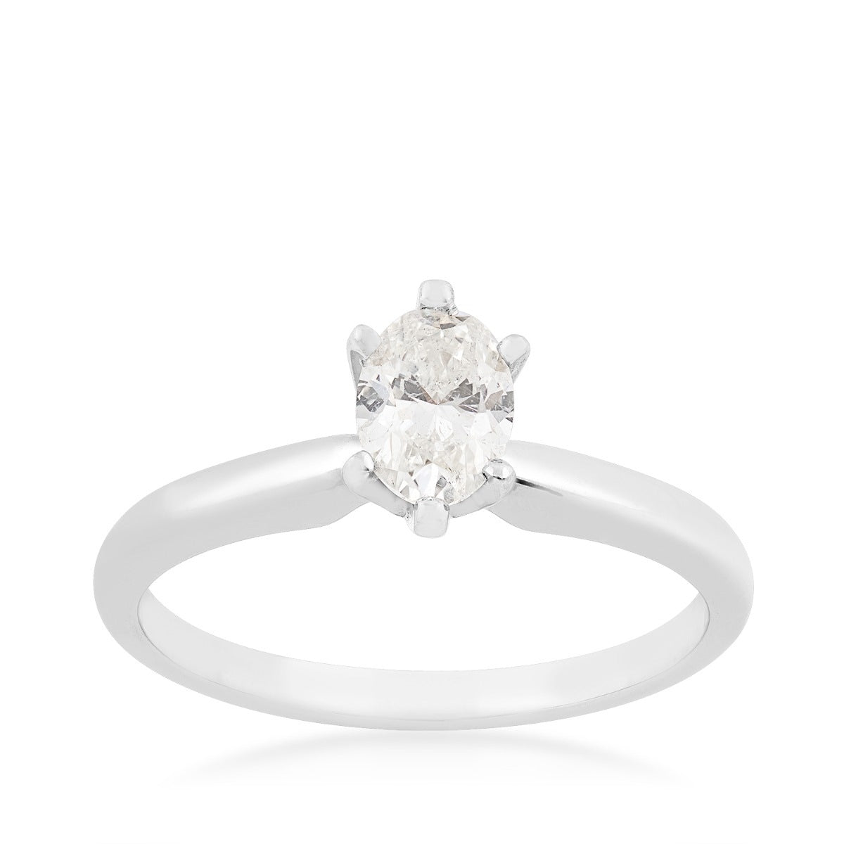 Natural 1/2 ct. tw. Oval Diamond Solitaire Diamond Engagement Ring in 14K White Gold
