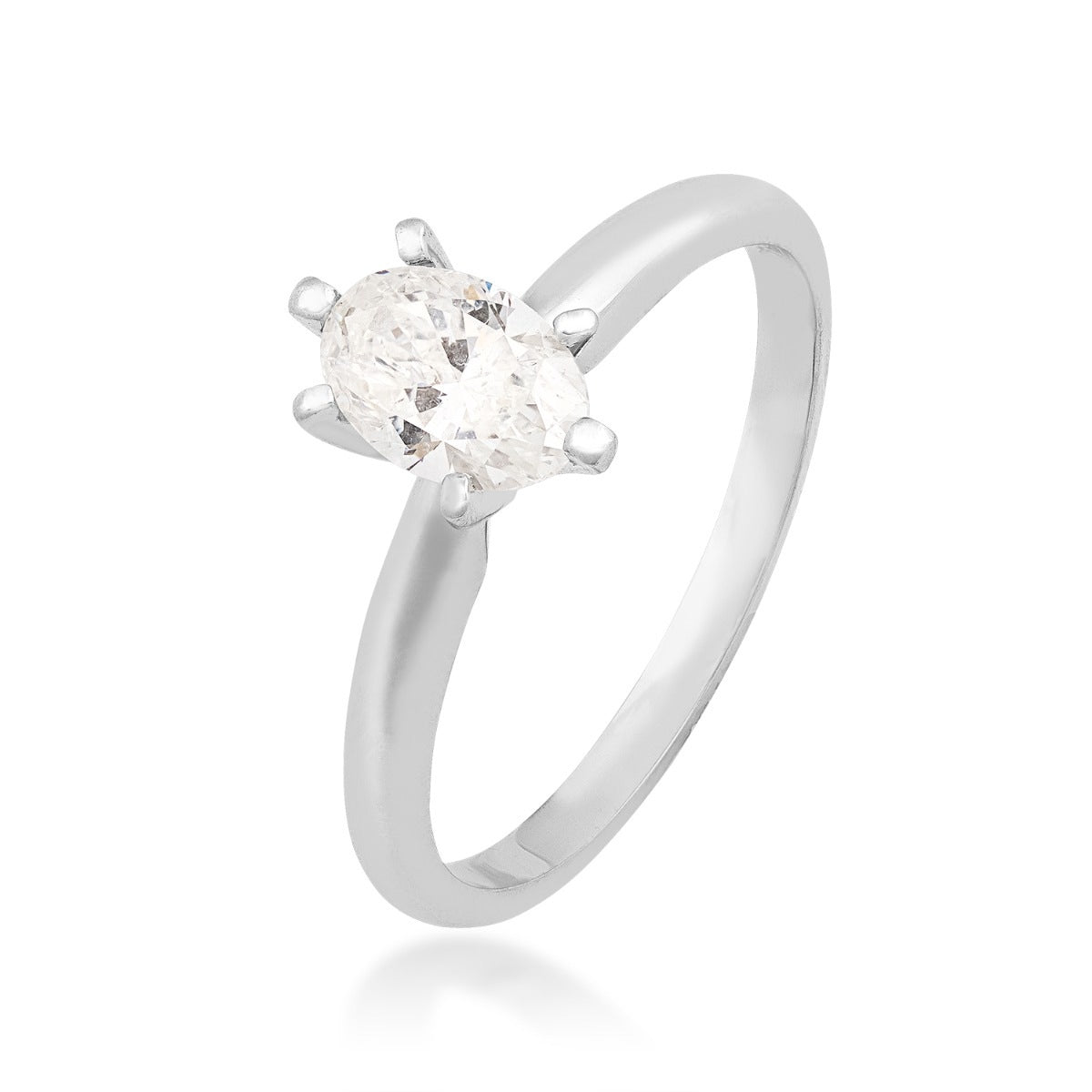 Natural 3/4 ct. tw. Oval Diamond Solitaire Engagement Ring in 14K White Gold front view