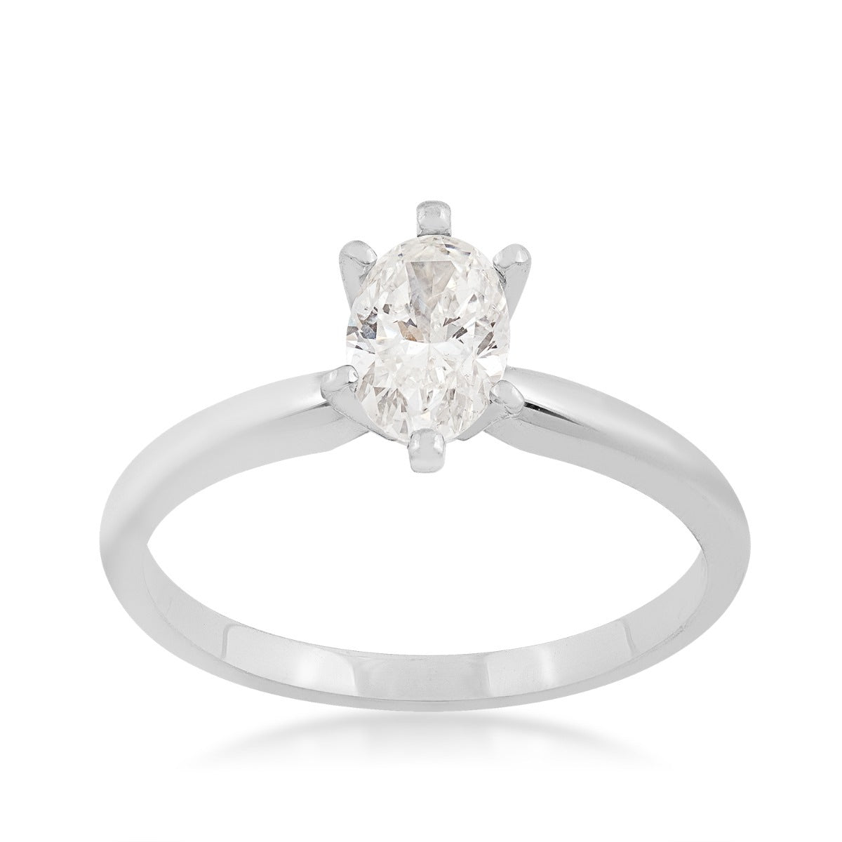 Natural 3/4 ct. tw. Oval Diamond Solitaire Engagement Ring in 14K White Gold