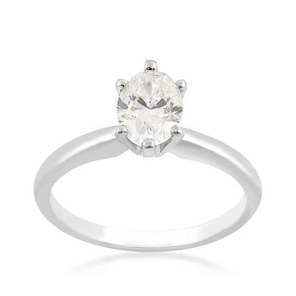 Natural 1 ct. tw. Oval Diamond Solitaire Engagement Ring in 14K White Gold