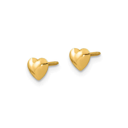 Children's Heart Earrings in 14K Yellow Gold front view