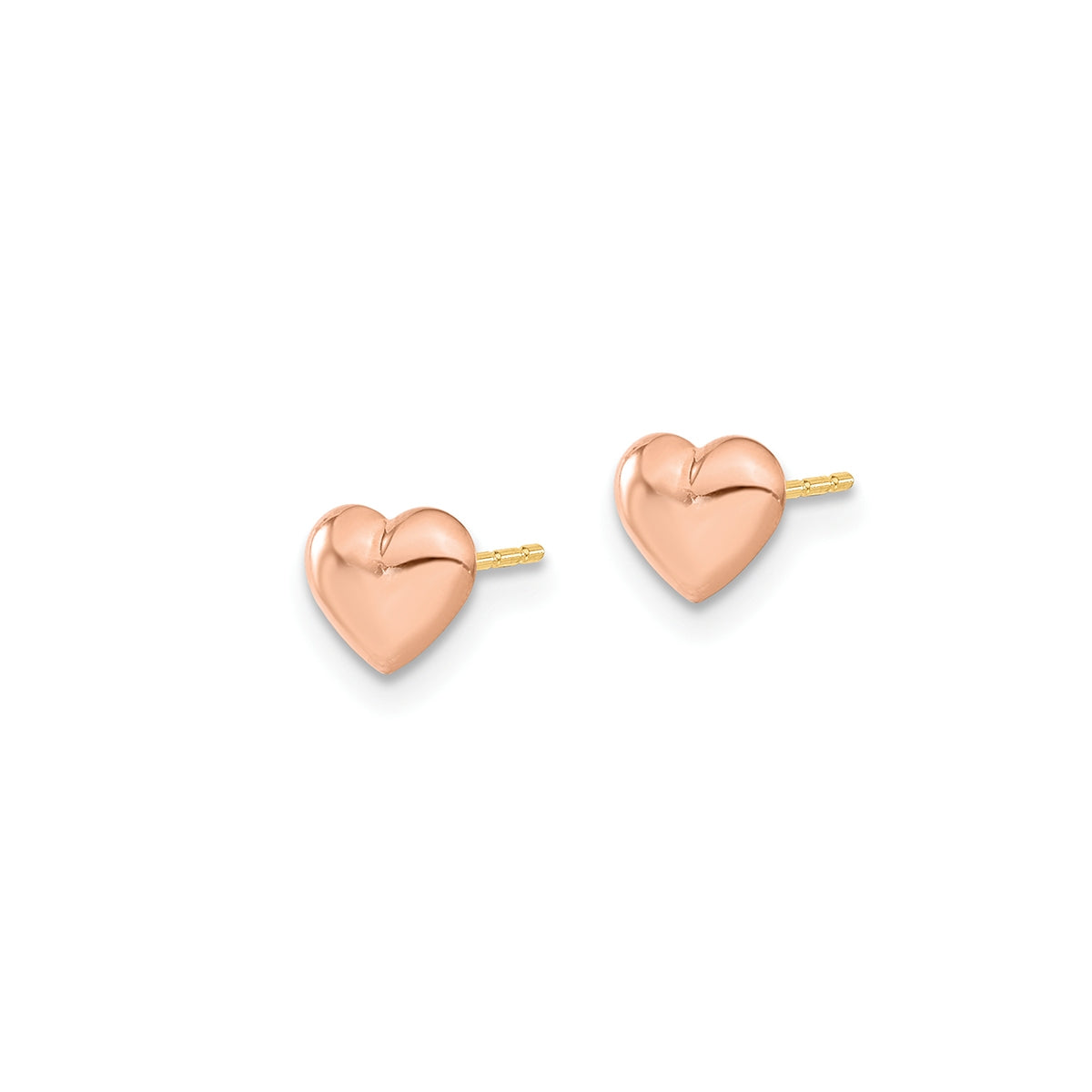Children's Heart Earrings in 14K Pink Gold front view