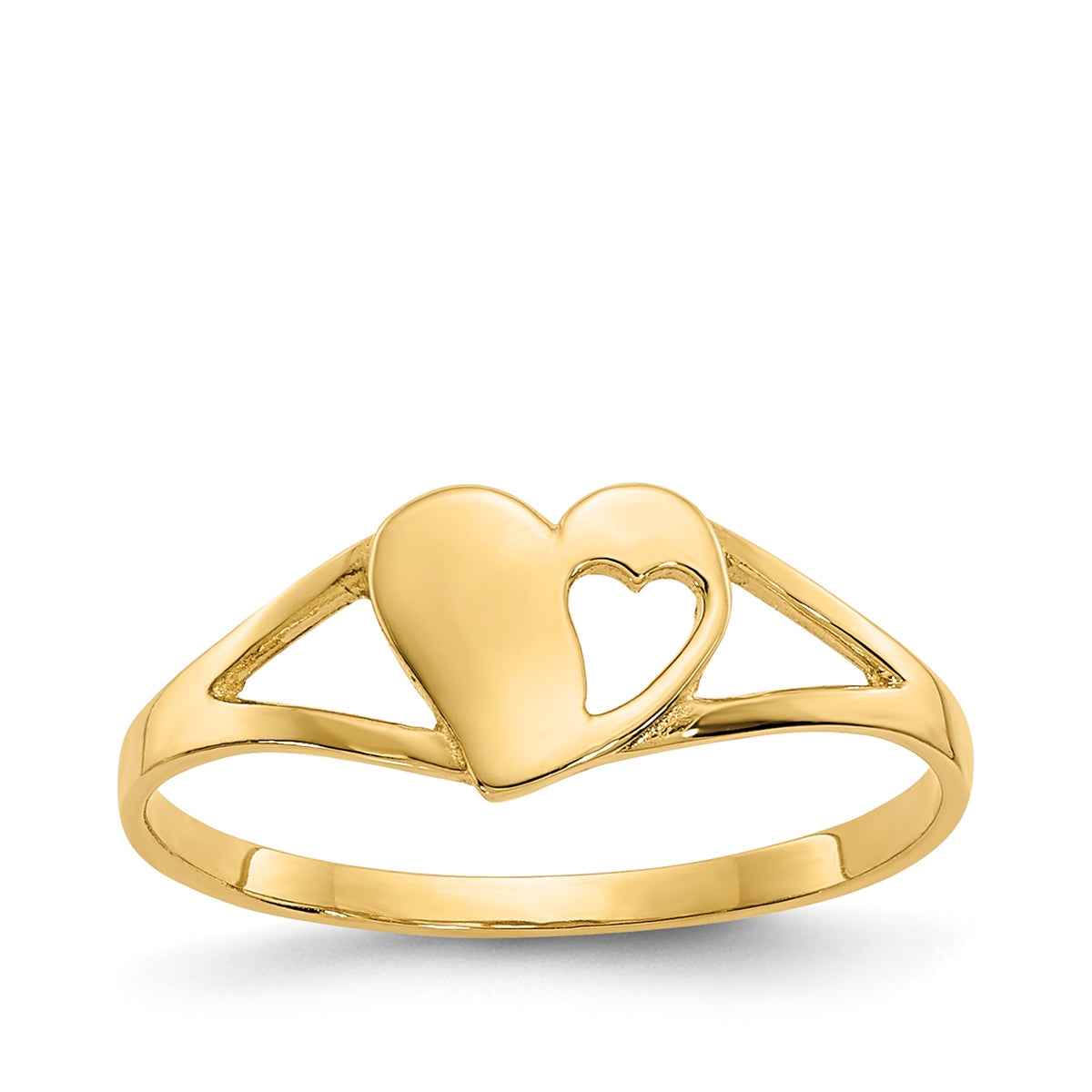 Children's Split Shank Heart Ring in 14K Yellow Gold