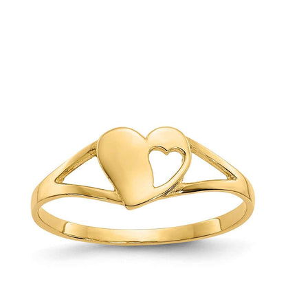 Children's Split Shank Heart Ring in 14K Yellow Gold