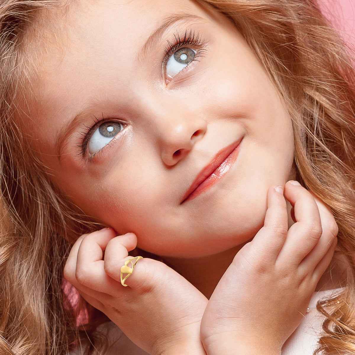 Children's Split Shank Heart Ring in 14K Yellow Gold front view