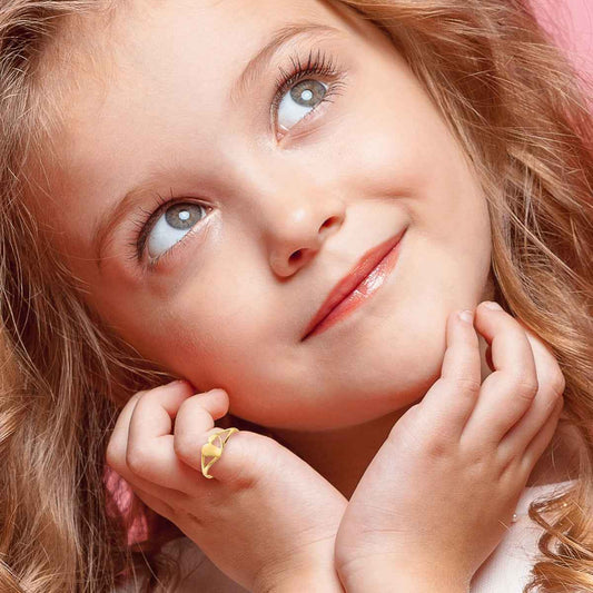 Children's Split Shank Heart Ring in 14K Yellow Gold front view