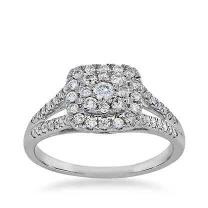 Fairytale Diamonds 1/2 ct. tw. Cushion Cluster Diamond Ring with Split Shank in 10K White Gold