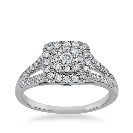 Fairytale Diamonds 1/2 ct. tw. Cushion Cluster Diamond Ring with Split Shank in 10K White Gold