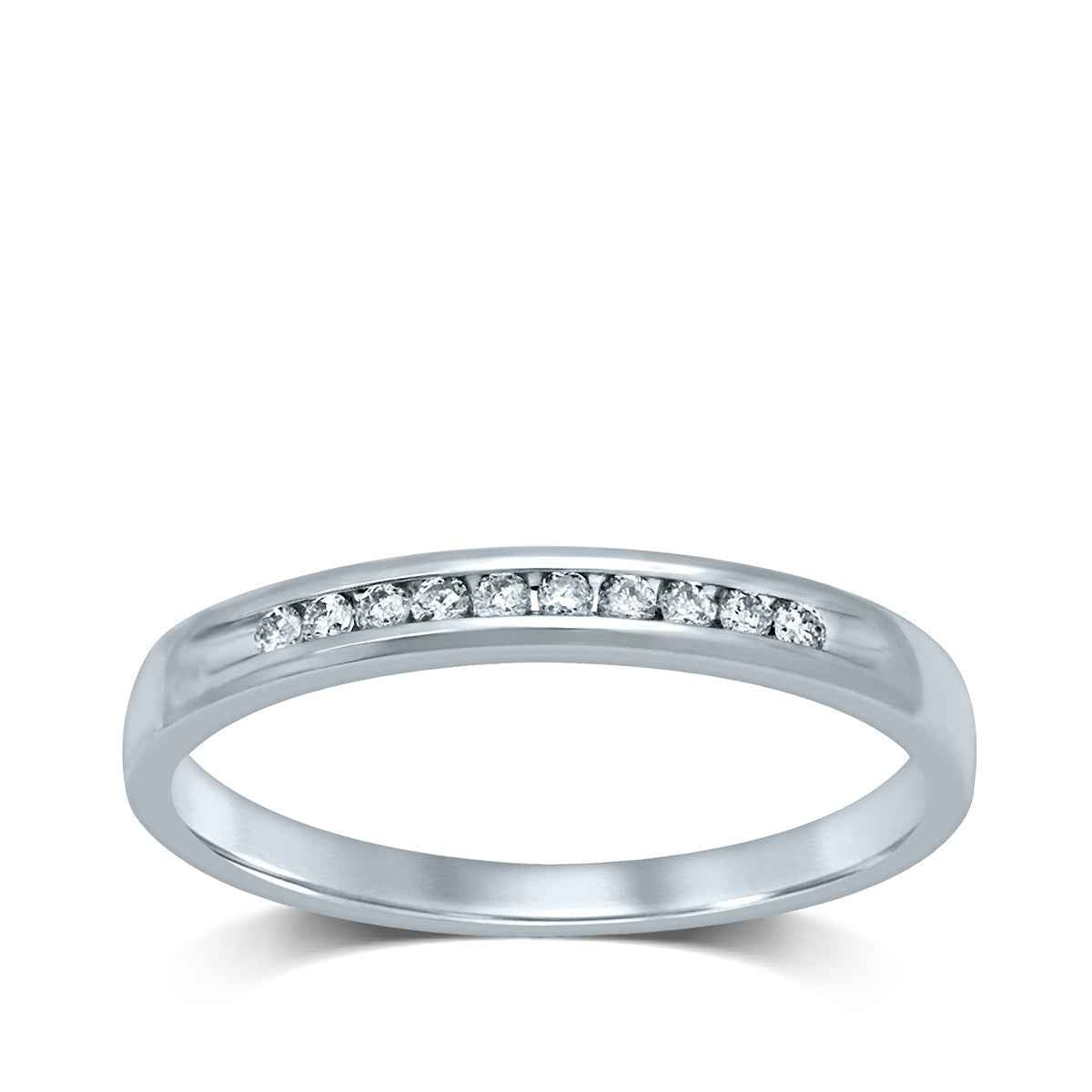 1/10 ct. tw. Channel Set Diamond Anniversary Band in 10K White Gold