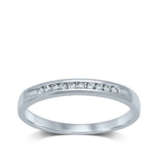 1/10 ct. tw. Channel Set Diamond Anniversary Band in 10K White Gold