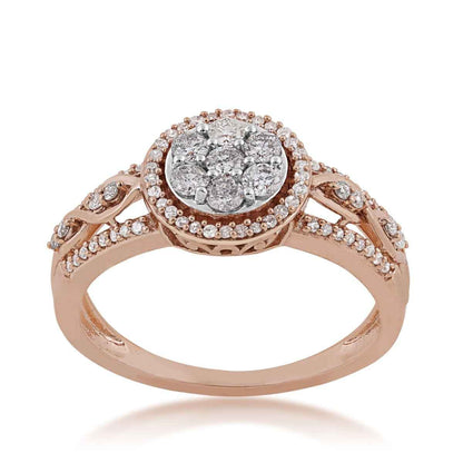 1/2 ct. tw. Round Diamond Cluster Halo Fashion Ring with Infinity Design Accent in 10K Pink Gold