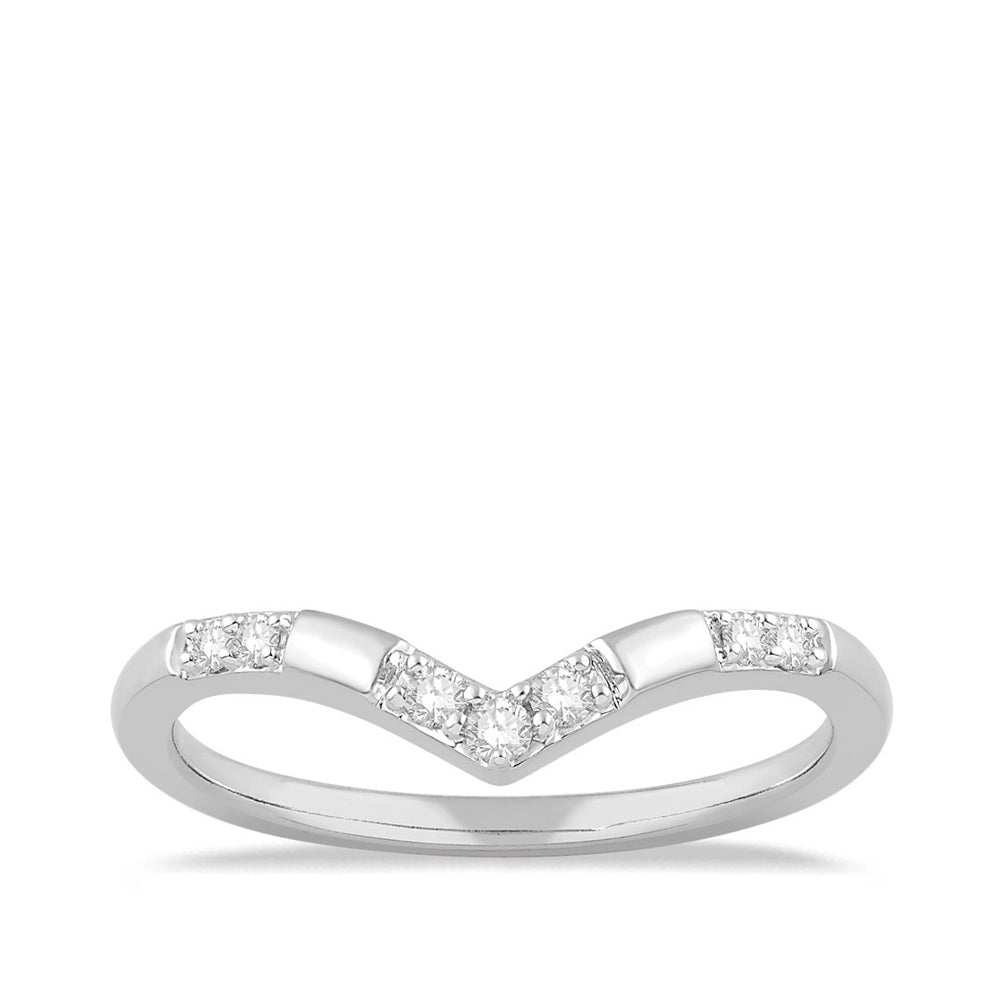 1/10 ct. tw. Diamond Contoured Chevron Anniversary Band in 14K White Gold