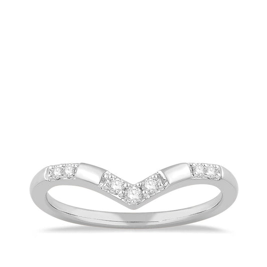 1/10 ct. tw. Diamond Contoured Chevron Anniversary Band in 14K White Gold