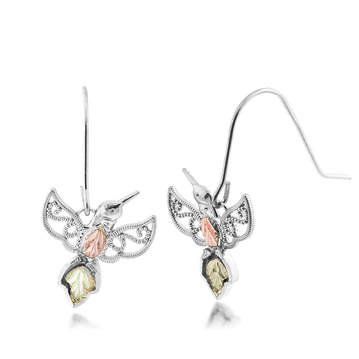 Black Hills Gold Milgrain Hummingbird Dangle Earrings in Sterling Silver