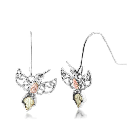 Black Hills Gold Milgrain Hummingbird Dangle Earrings in Sterling Silver
