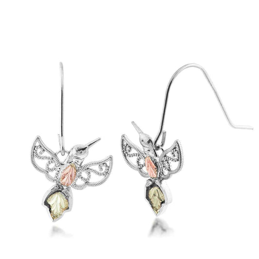 Black Hills Gold Milgrain Hummingbird Dangle Earrings in Sterling Silver