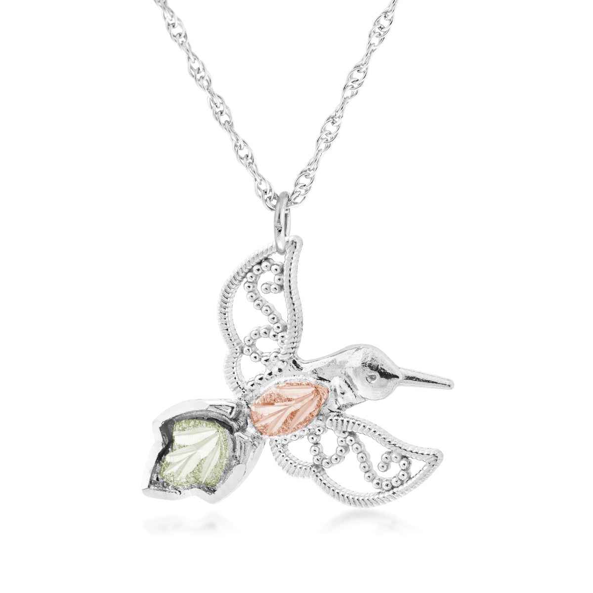 Black Hills Gold Milgrain Hummingbird Pendant in Sterling Silver