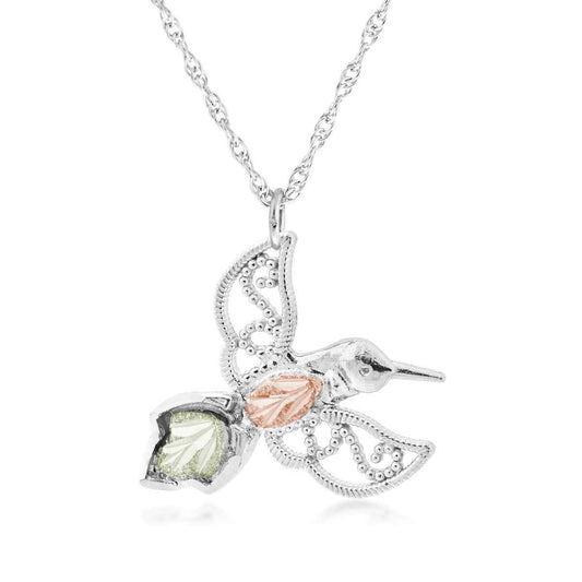 Black Hills Gold Milgrain Hummingbird Pendant in Sterling Silver
