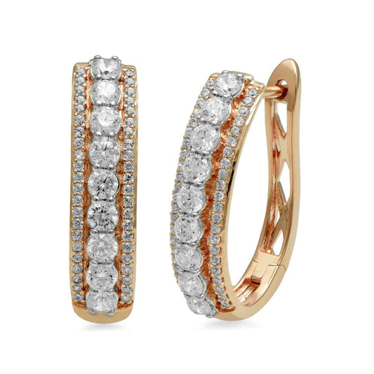 1 ct. tw. Diamond Hoop Hinged-Back Earrings in 10K Pink Gold