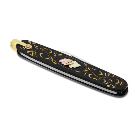 Black Hills Gold Black Pocket Knife in Stainless Steel