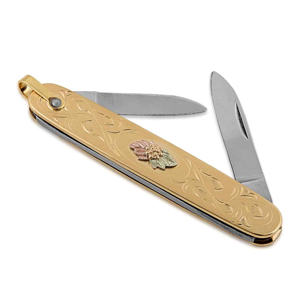 Black Hills Gold Pocket Knife in Stainless Steel front view