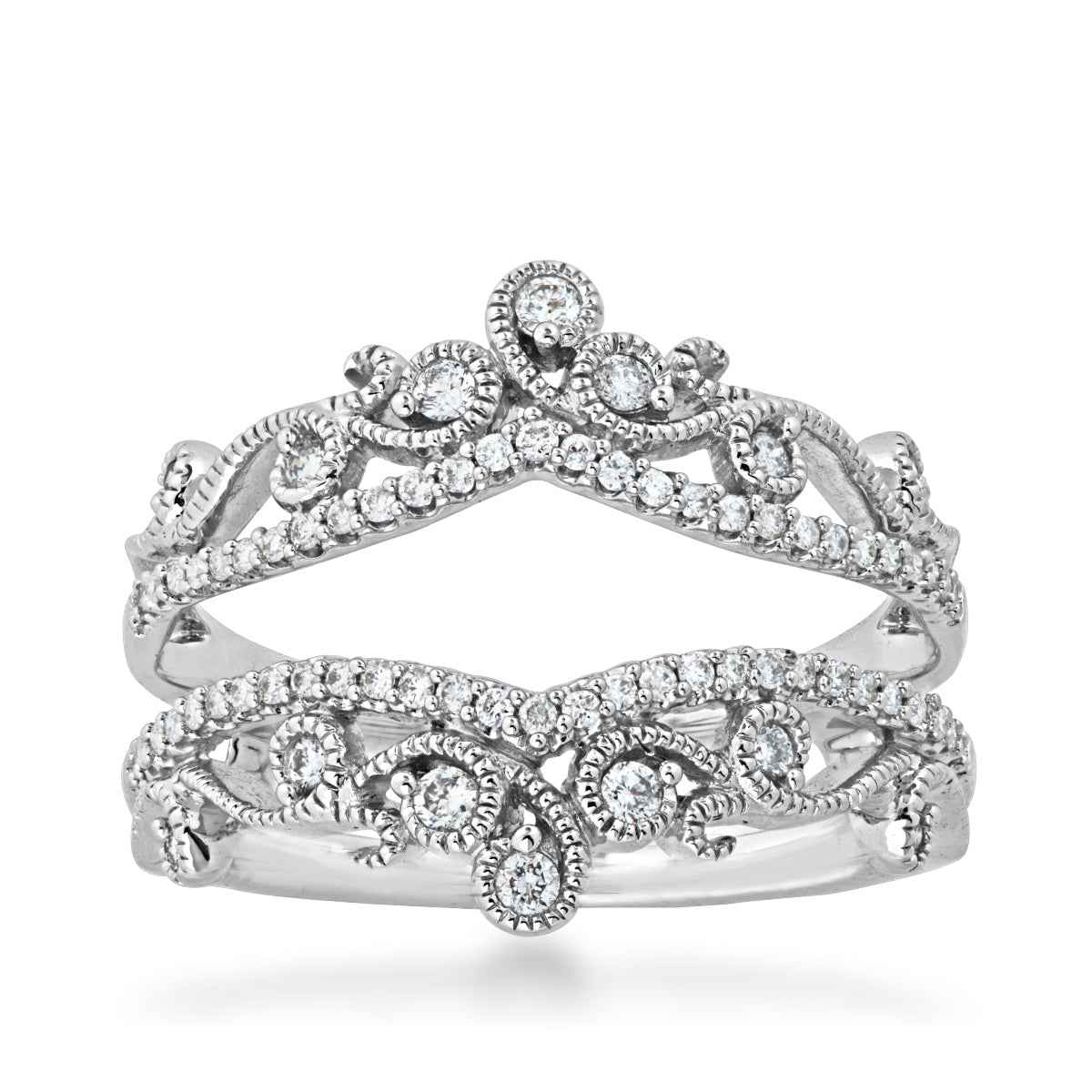 1/3 ct. tw. Diamond and Filigree Insert Wedding Band in 14K White Gold