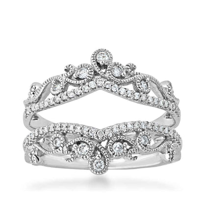 1/3 ct. tw. Diamond and Filigree Insert Wedding Band in 14K White Gold